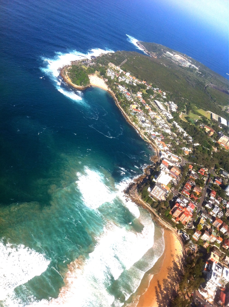 Flying down Manly Beach