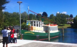 Visitors about to board 'Ernest Kemp' Lake Taupo.
