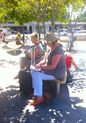 People sketching Manly Wharf